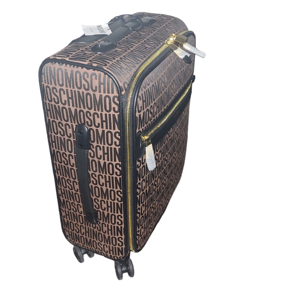 💕NWT MOSCHINO ALL-OVER LOGO NYLON TROLLEY CASE CARRY ON💕 - Picture 14 of 16